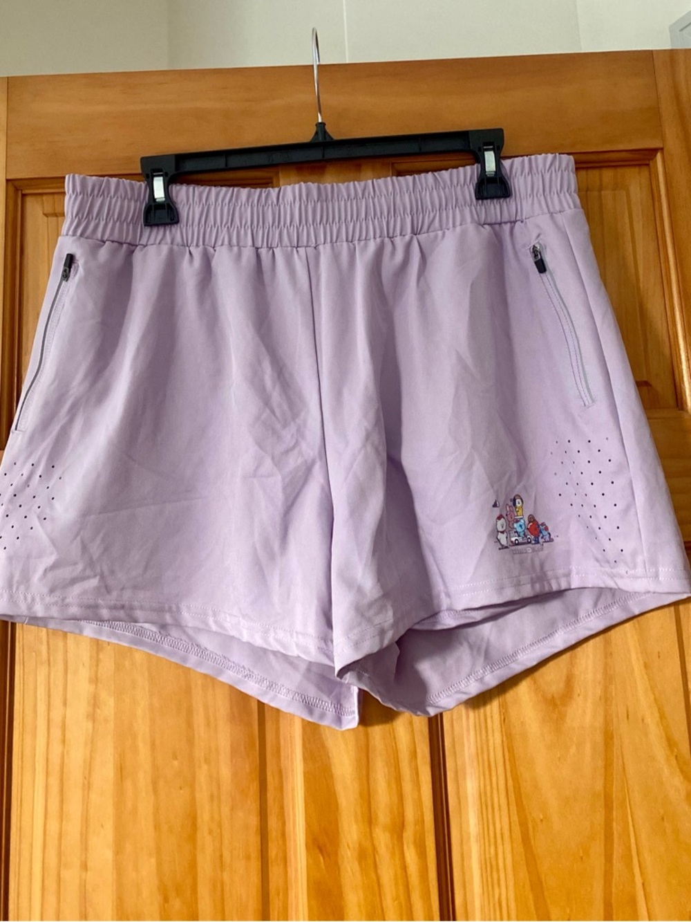 Bench Active BT21 BTS Lavender Athletic Shorts Lined Zip Pocket XL K-Pop
